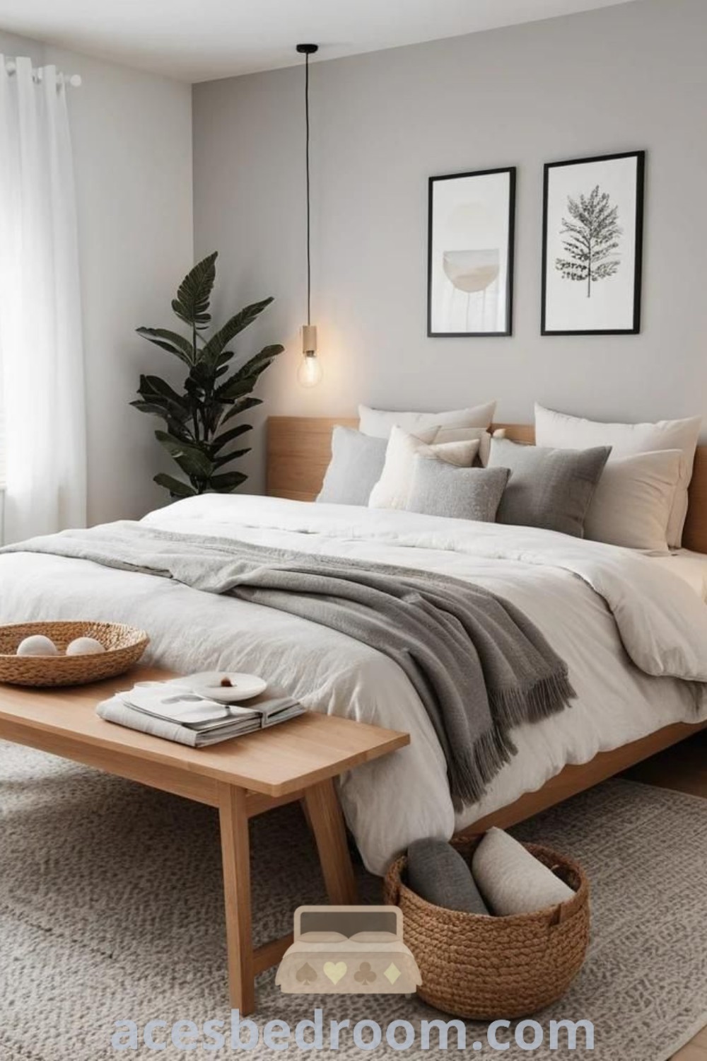 A cozy bedroom designed for couples, featuring a bed by a window in a minimalist style. This small apartment decor idea showcases clean and simple design elements, offering cozy aesthetics and functional decor inspirations for modern homes. Discover more stylish ideas at acesbedroom.com.