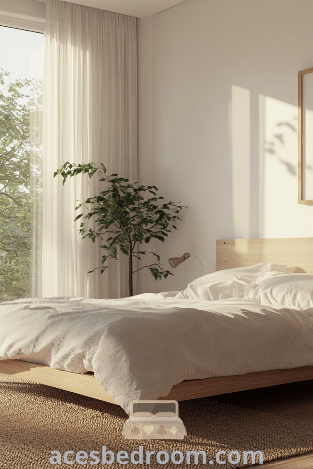 Serene minimalist bedroom on acesbedroom.com showcasing a peaceful environment, minimalist bedroom ideas, soft textures, and modern furniture for a relaxing space.