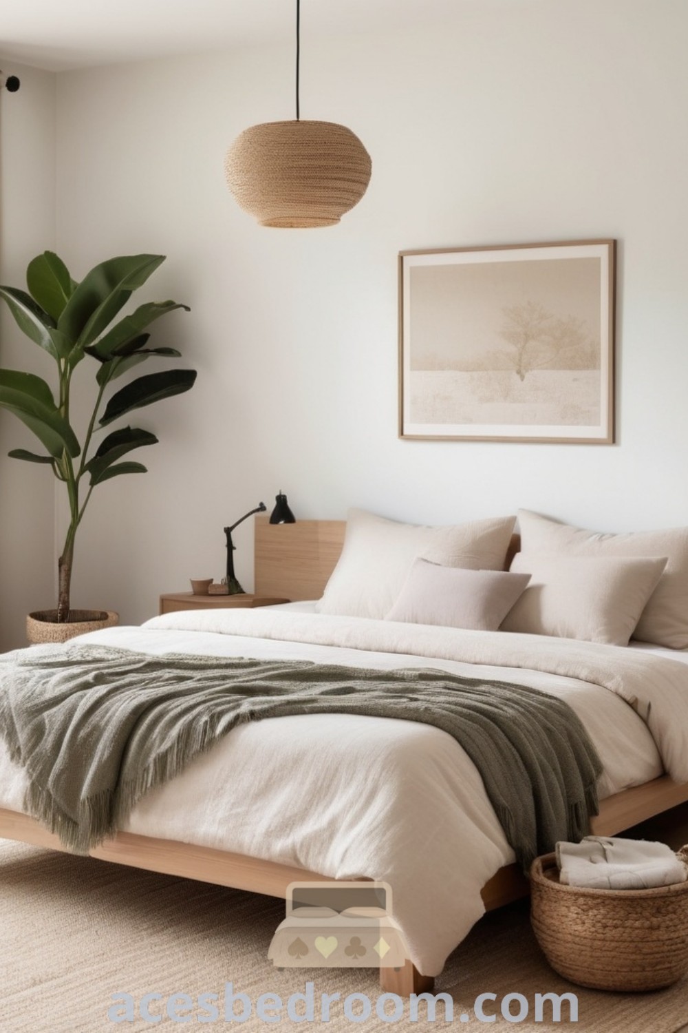 A cozy minimalist bedroom featuring a Thuma bed, soft rugs on carpet, and a simple headboard, showcasing boho and Scandinavian decor inspirations. This inviting space combines vintage elements with modern design ideas for your home, perfect for creating a warm and sophisticated look. Discover more designs at acesbedroom.com.