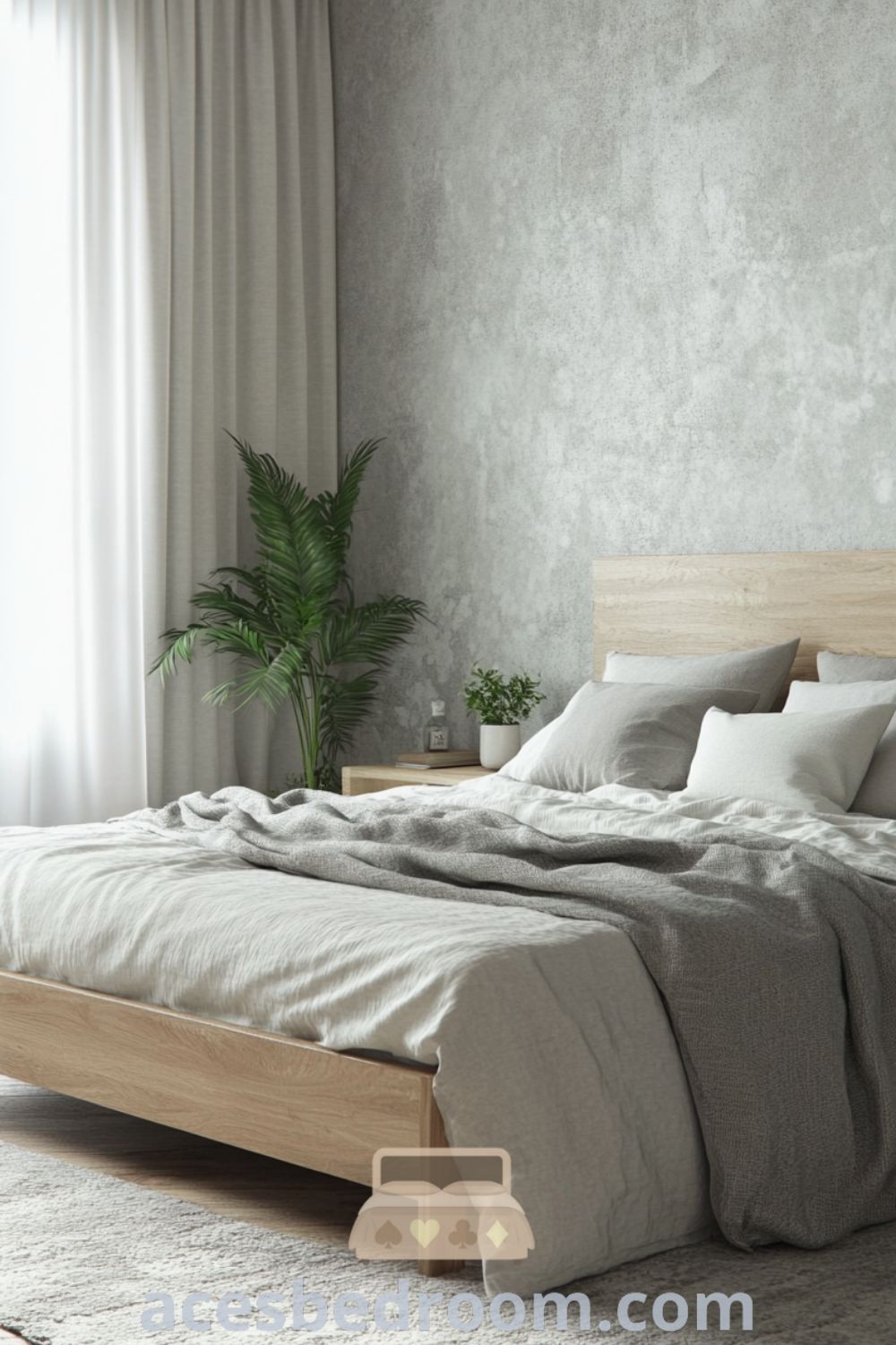 Serene minimalist bedroom design on acesbedroom.com featuring neutral palette, calming design, clean lines, and soft textures for a relaxing space.