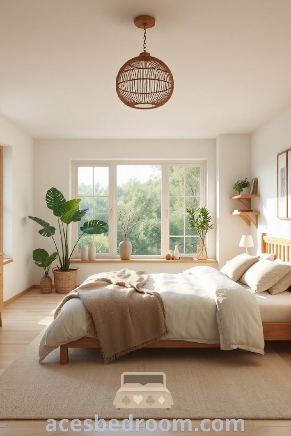 A cozy bedroom with a neatly made bed next to a window, a soft rug on the floor, and a serene atmosphere that inspires relaxation. Discover stylish and functional decor ideas for your home at acesbedroom.com, featuring cozy neutral themes and gorgeous interiors that will calm your mind.