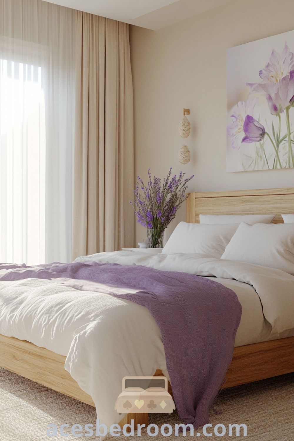 Charming French country bedroom on acesbedroom.com showcasing soft purple accents, cozy home inspirations, and elegant decor ideas for a warm and sophisticated look.