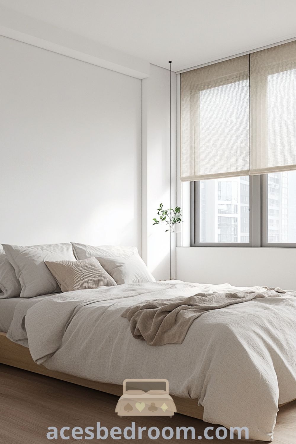 Serene Minimalist Bedroom on acesbedroom.com featuring calming design, soft textures, uncluttered bedroom aesthetics, and minimalist bedroom ideas.