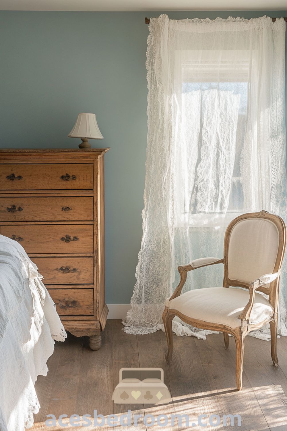 Cozy French bedroom decor on acesbedroom.com featuring soft blue walls, inviting ambiance, cozy ideas, and stylish decor inspirations.