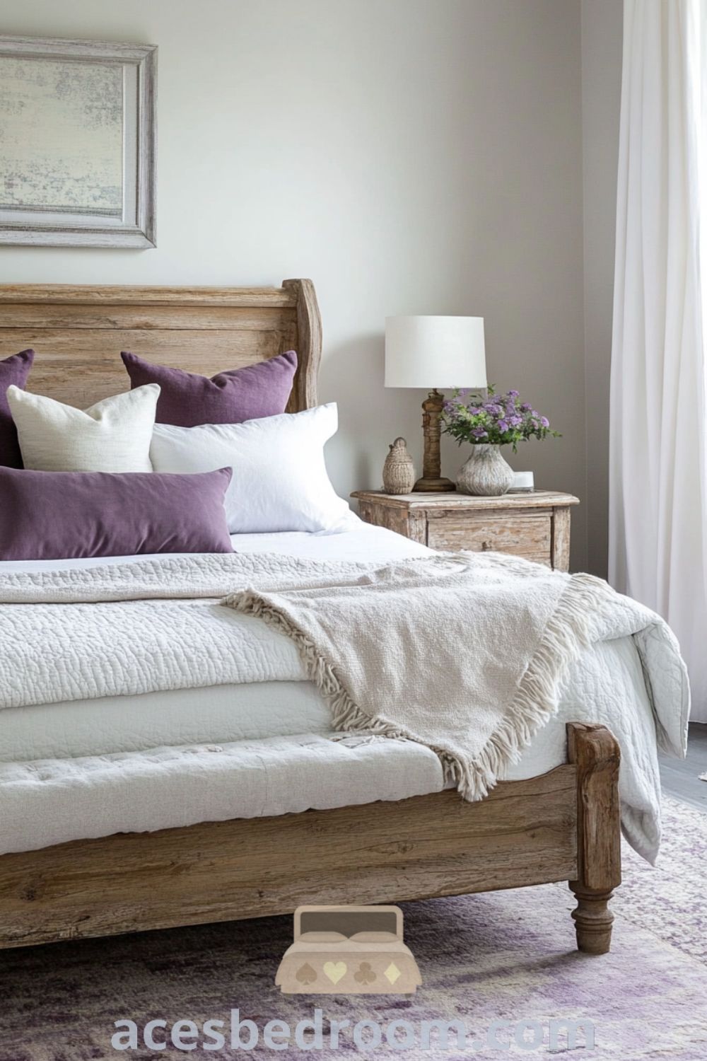 Serene Purple Bedroom Retreat on acesbedroom.com featuring cozy ideas, rustic charm, and inspiring decor inspirations for a warm and sophisticated look.