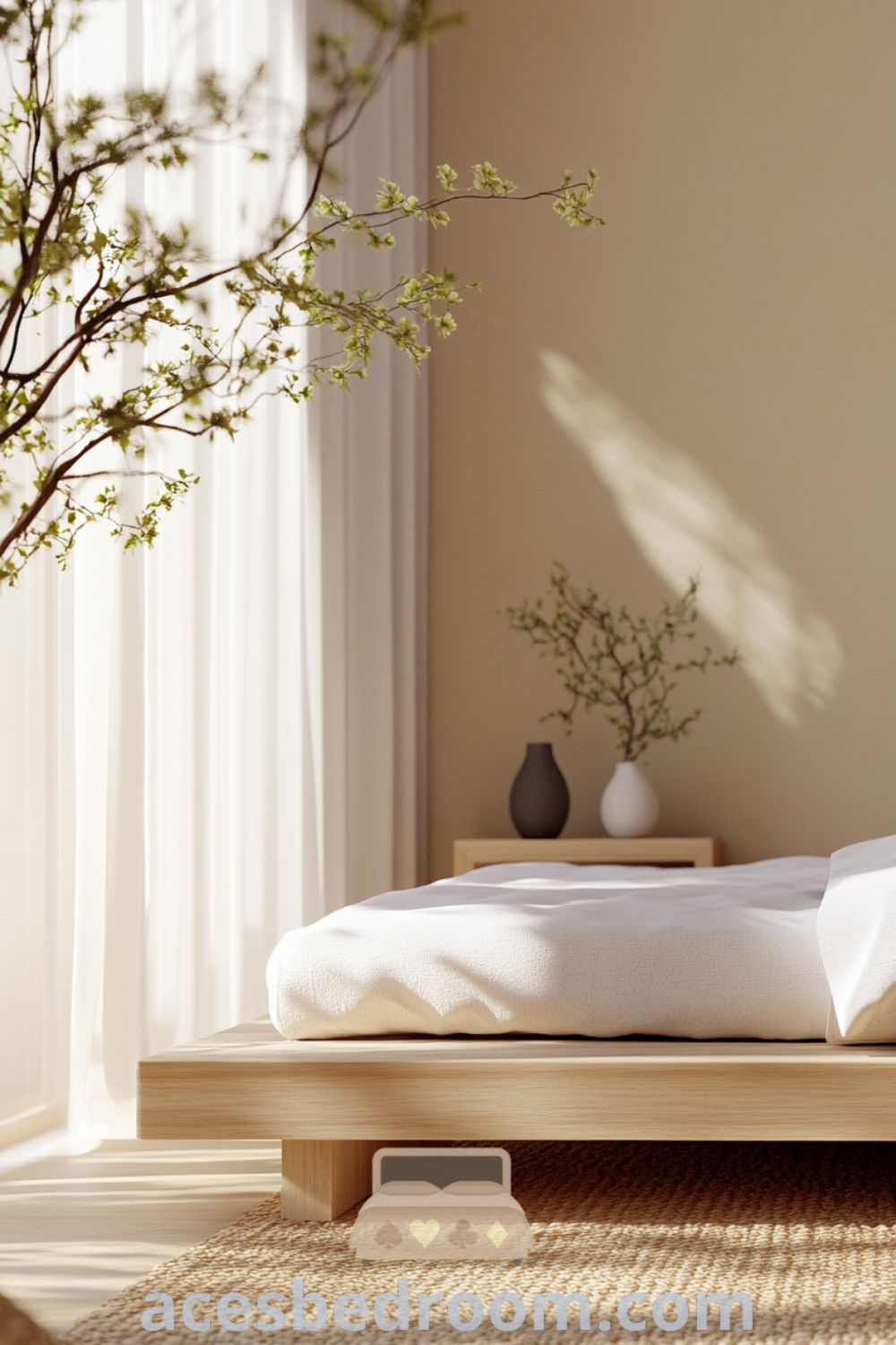 Serene minimalist bedroom retreat on acesbedroom.com showcasing calming design, minimalist bedroom ideas, soft textures, and an uncluttered peaceful space.