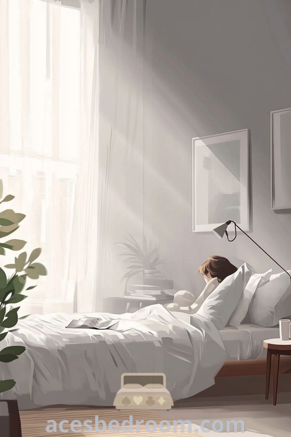 Sleek minimalist bedroom design on acesbedroom.com featuring clean lines, soft textures, uncluttered bedroom, and calming design, perfect for creating a relaxing space.