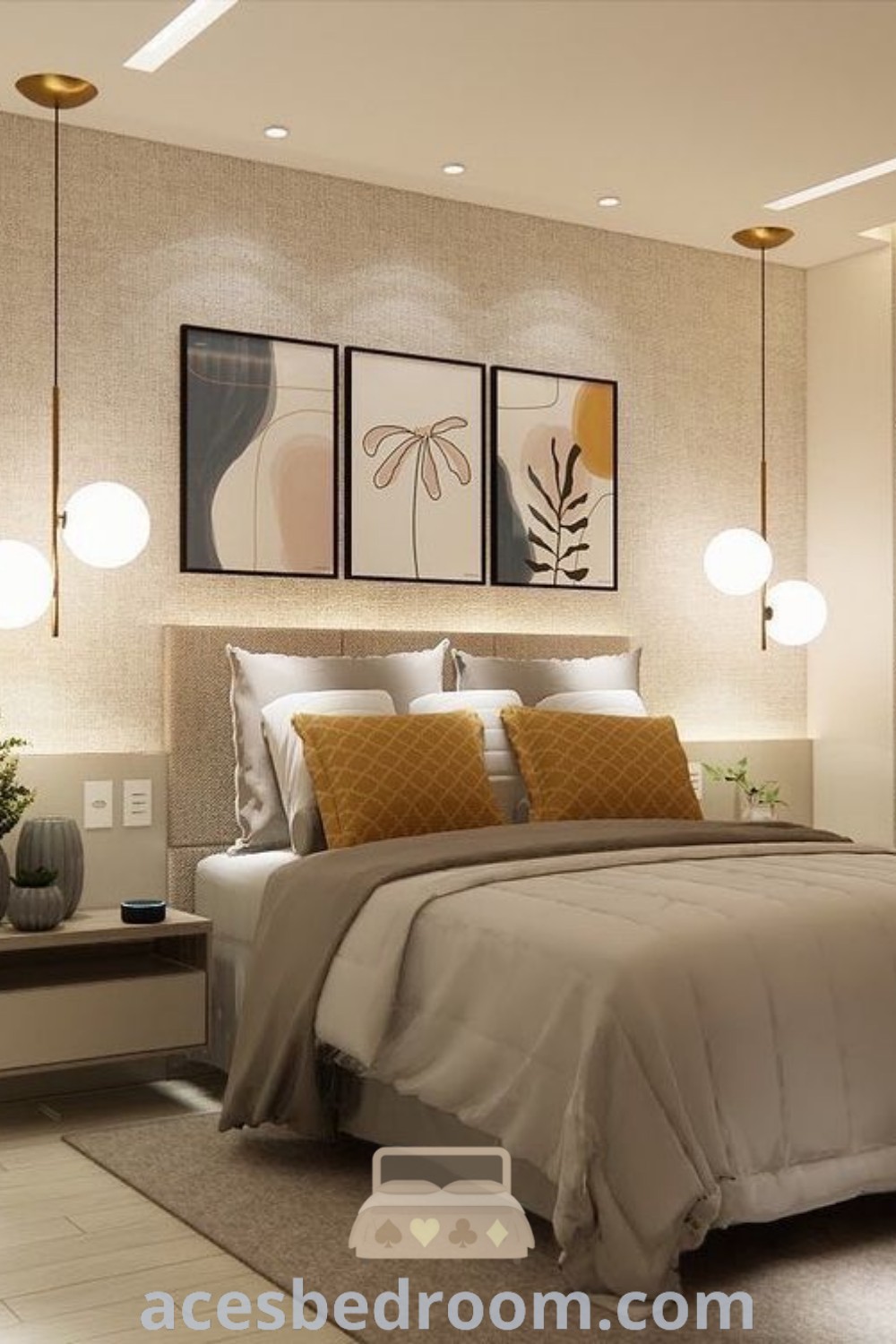 A cozy bedroom with a stylish bed and two elegant lamps, showcasing modern luxury bedroom design ideas. This setup inspires small bedroom decor solutions and classy bedroom aesthetics, providing unique decor inspirations for your home. Discover more at acesbedroom.com.