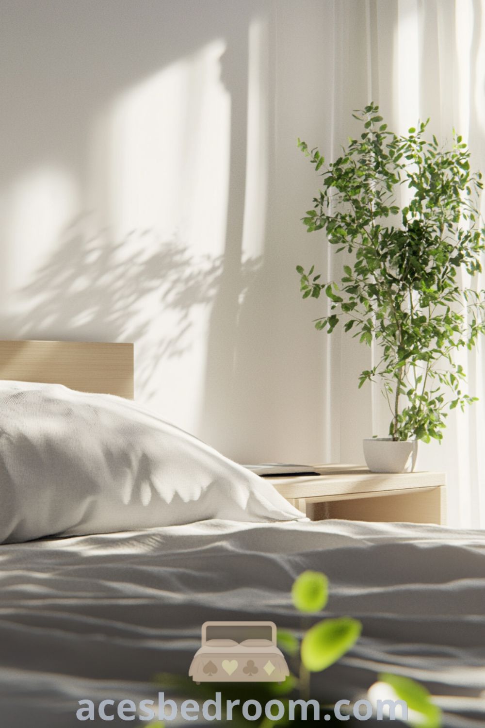 Serene Minimalist Bedroom on acesbedroom.com showcasing calming design, minimalist furniture, soft textures, and peaceful environment for a relaxing space.