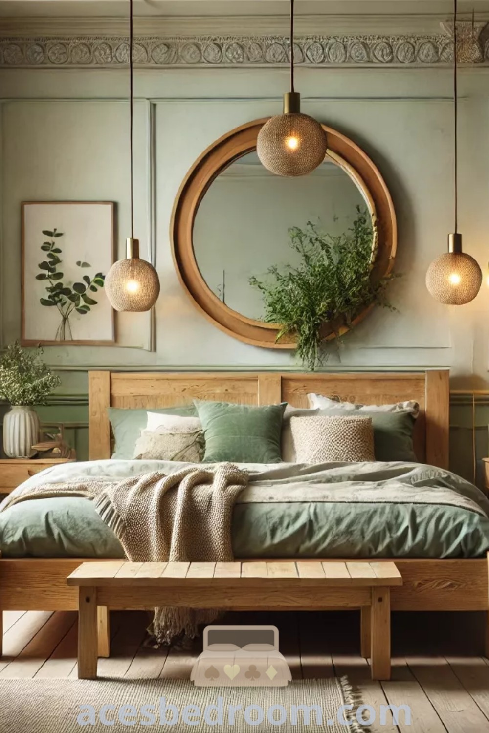 A cozy urban jungle bedroom showcasing a bed next to a window, with lush plants on the wall above. This vibrant space embodies trendy design ideas, offering a unique blend of comfort and nature for an inspiring home. Explore more cozy decor inspirations at acesbedroom.com.