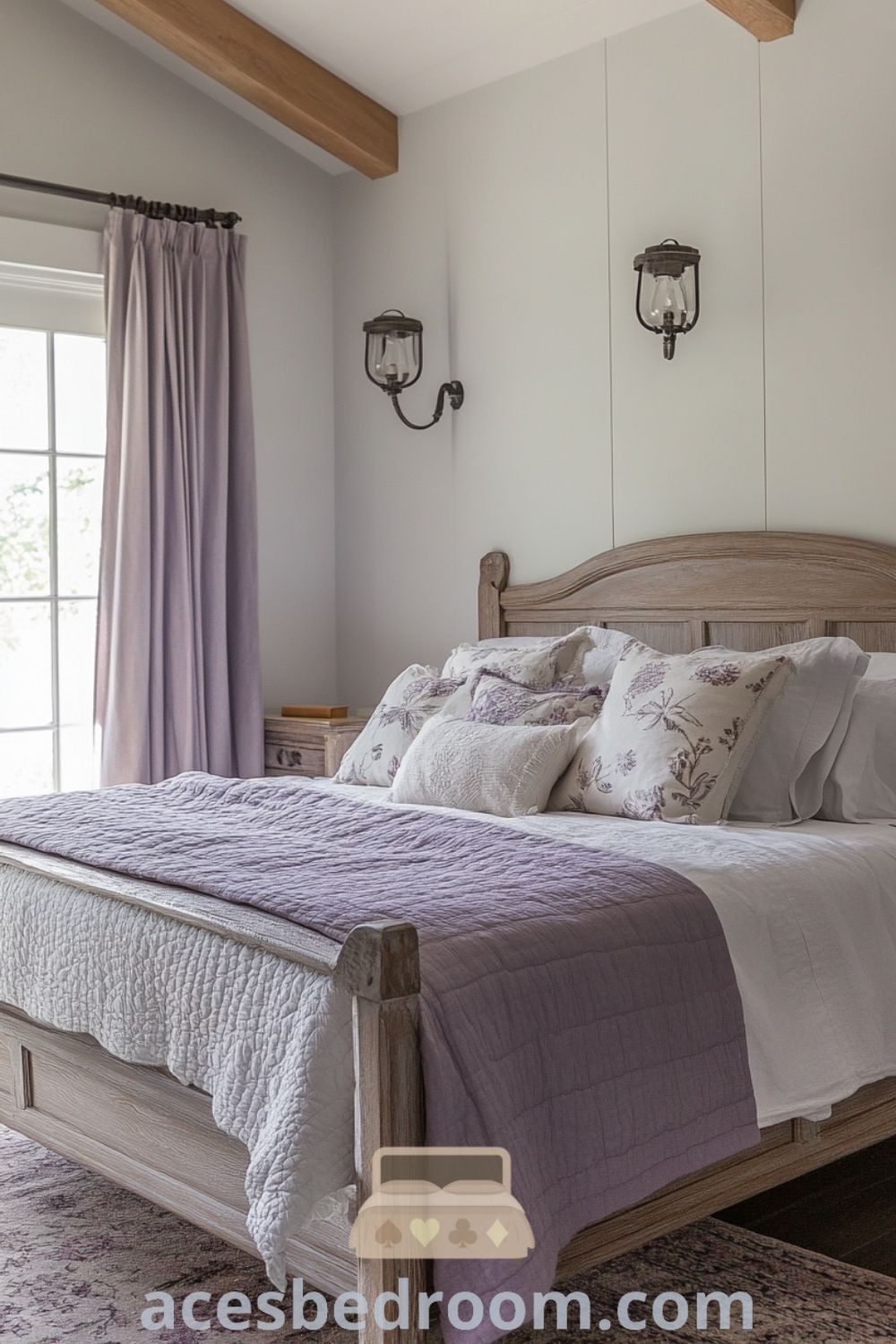 Cozy Lavender Retreat on acesbedroom.com featuring soft lavender tones, cozy ideas, inviting decor inspirations, and rustic elegance.