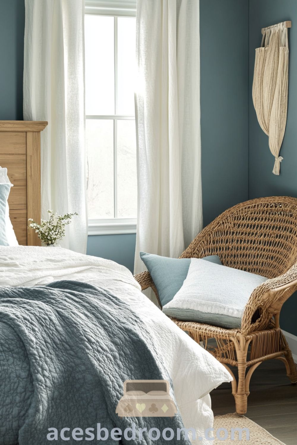 Serene blue country bedroom on acesbedroom.com featuring cozy ideas, light oak furniture, and design ideas that enhance the tranquil atmosphere.