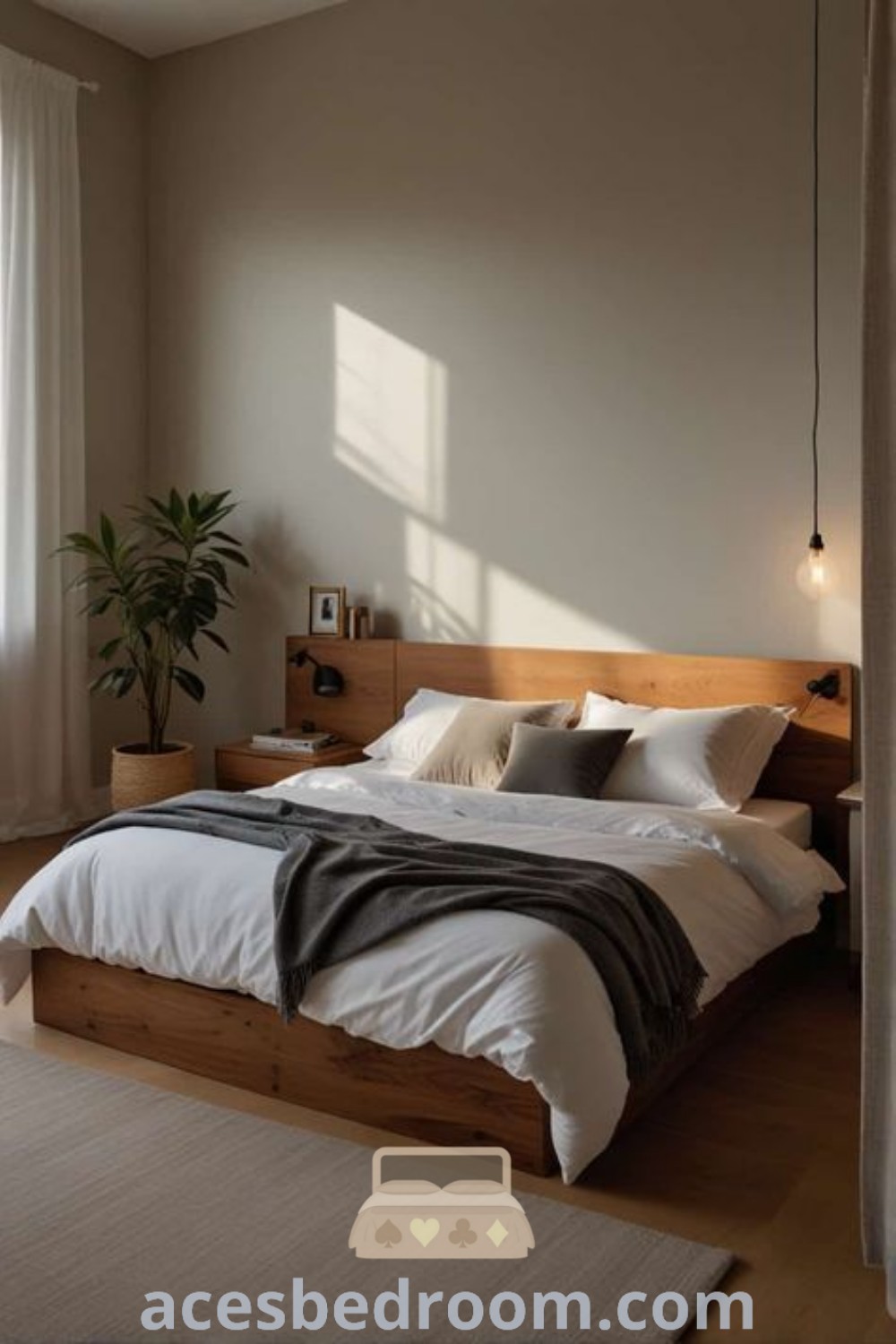 A modern minimalist bedroom featuring unique design elements and a stylish bedroom cupboard, demonstrating cozy ideas for small spaces. This image captures the essence of minimalist bedroom ideas showcased at acesbedroom.com, highlighting stylish and functional decor inspirations for a warm and sophisticated look.