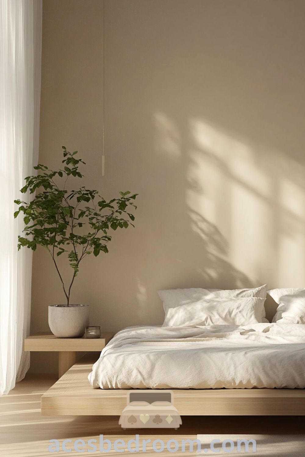 Tranquil Minimalist Bedroom on acesbedroom.com showcasing soft textures, peaceful environment, minimalist furniture, and calming design elements for a serene retreat.