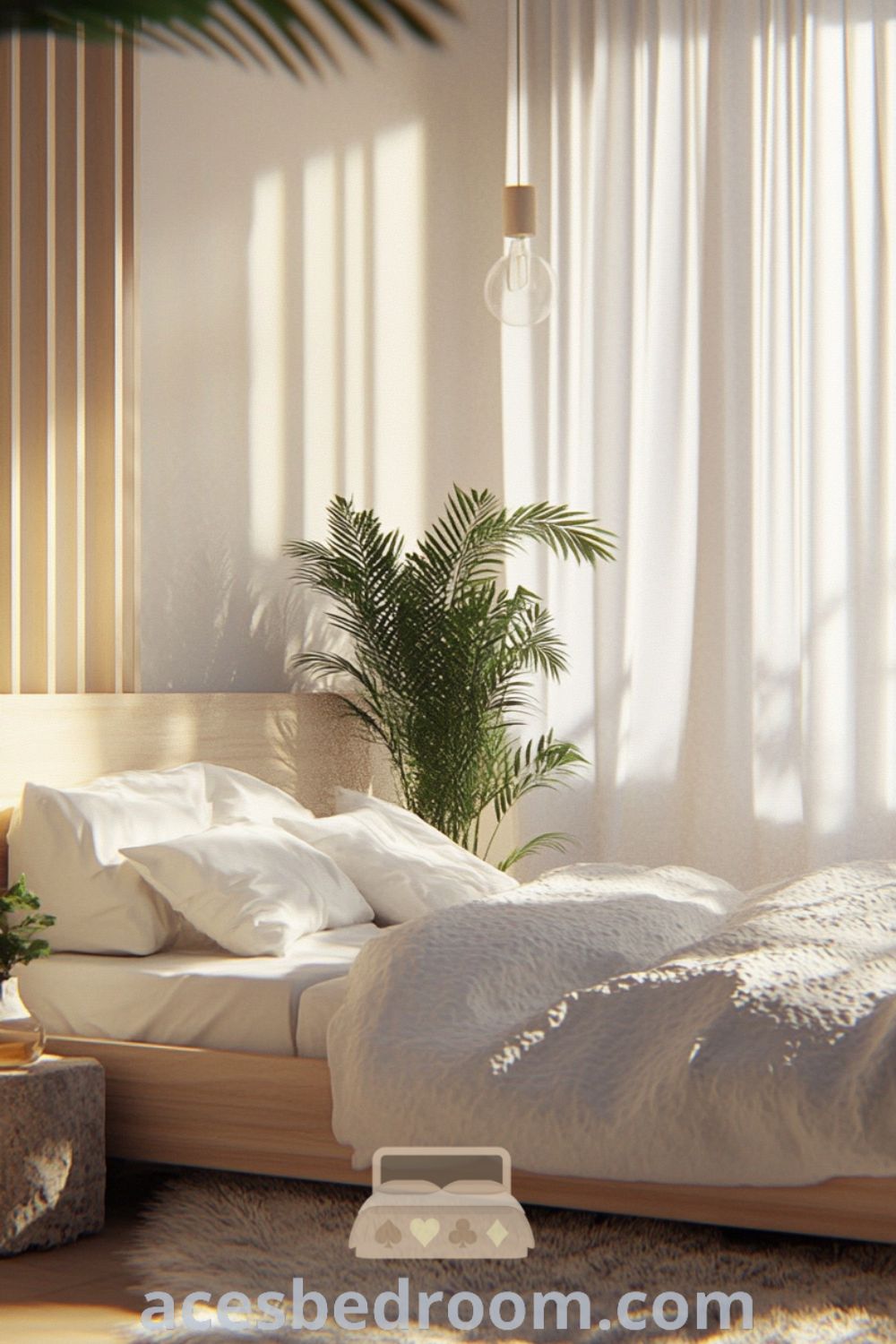Serene Minimalist Bedroom design on acesbedroom.com featuring neutral palette, soft textures, calming design, and cozy ideas for a relaxing space.