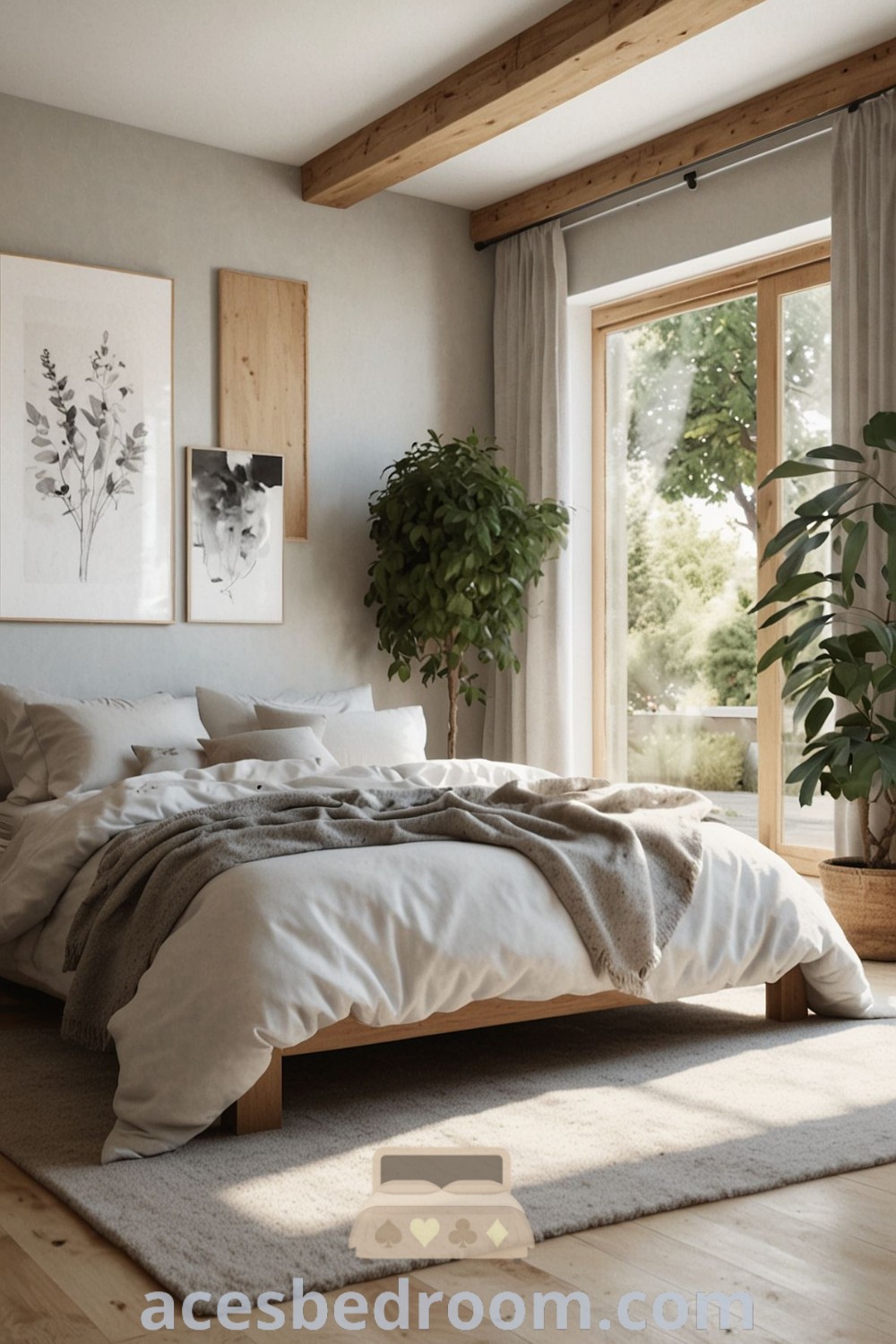 A cozy boho teenage girl bedroom showcasing a large bed next to a window adorned with potted plants. The space features stylish decor ideas and ambience that inspire a warm and sophisticated look. Perfect design ideas for your home are available at acesbedroom.com, along with boho inspirations and cozy aesthetic tips.